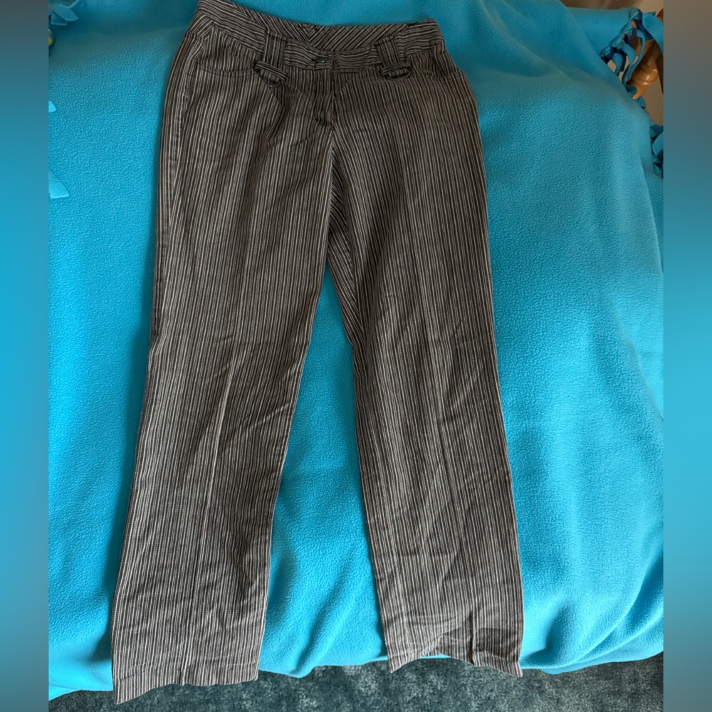 New Directions Black and White Striped Straight Leg Pants